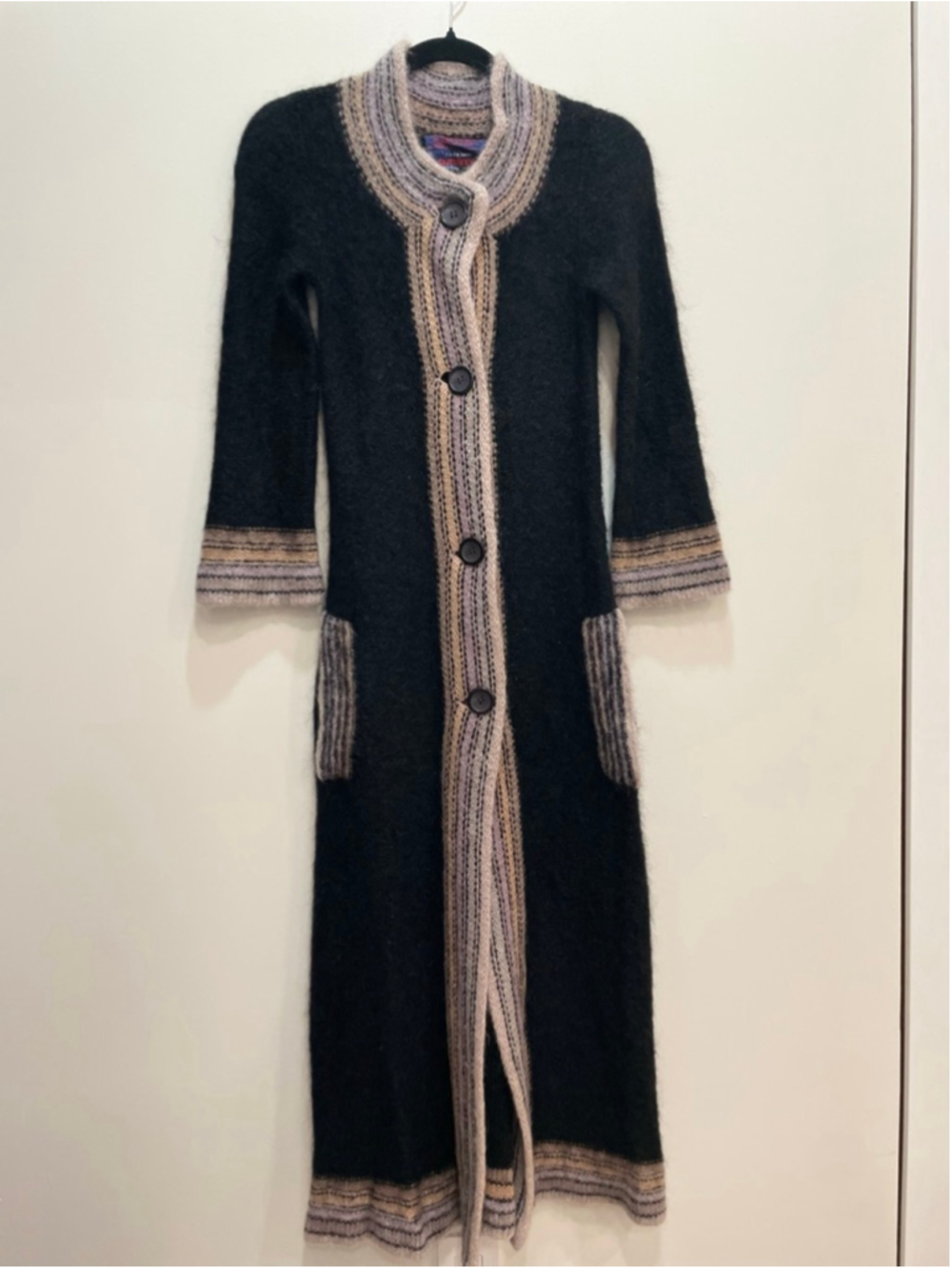 VTG 70s Renee Tener Outlander Long Duster Knit Jacket Festival Fairy Grunge Goth